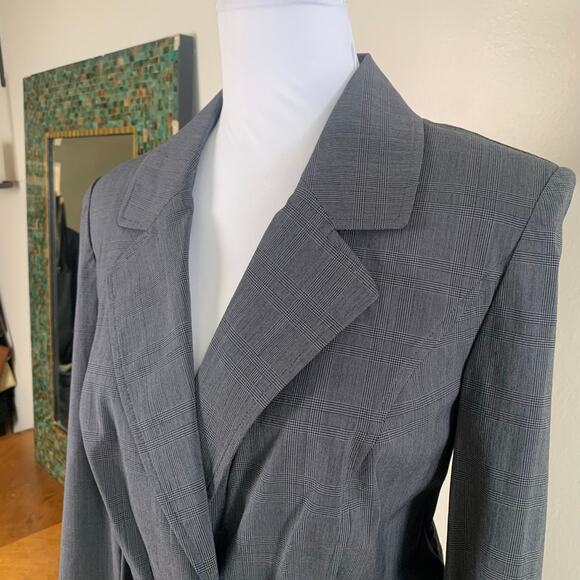 Style & Co. Sz 10/8 2-Piece Stretch Skirt Suit w/ Blazer Jacket Gray Glen Plaid - Picture 3 of 12